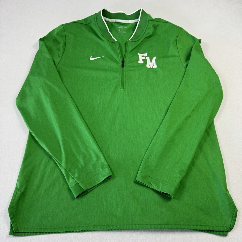 Nike Franklin Marshall Men's XL Green 1/4 Zip Long Sleeve NCAA Dri-Fit Shirt